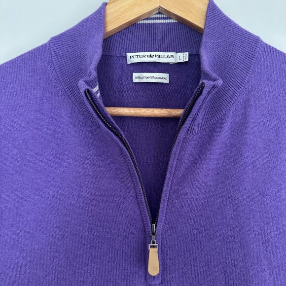 Peter Millar Quarter Zip Sweater Vest Cotton Cashmere - Large - Picture 2 of 4